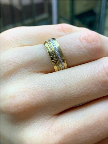 Cognac and White Diamond Set Band Ring, 0.27cts, 18ct Gold