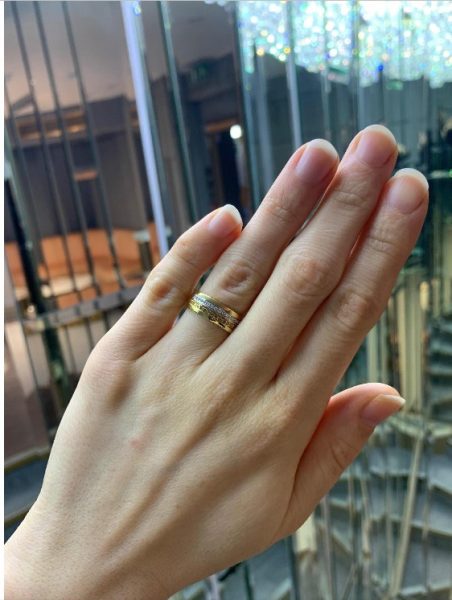 Cognac and White Diamond Set Band Ring, 0.27cts, 18ct Gold