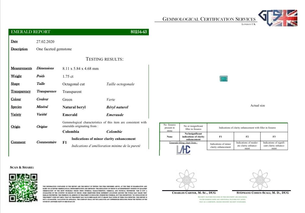Certified Colombian Emerald and Trillion Diamond Three Stone Trilogy Engagement Ring