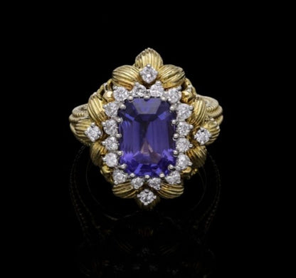 Colour Change Sapphire 4.70ct and Diamond Ring