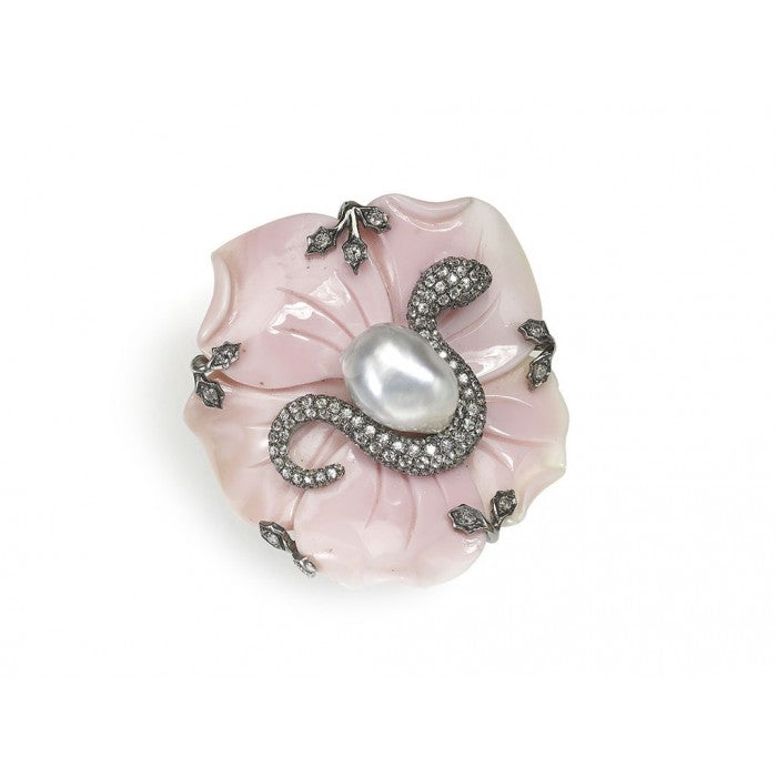 Conch Shell Flower and Snake Ring