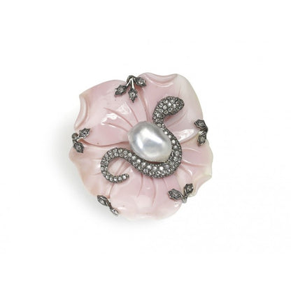 Conch Shell Flower and Snake Ring