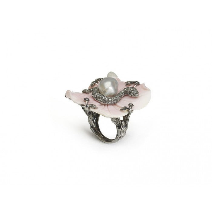 Conch Shell Flower and Snake Ring