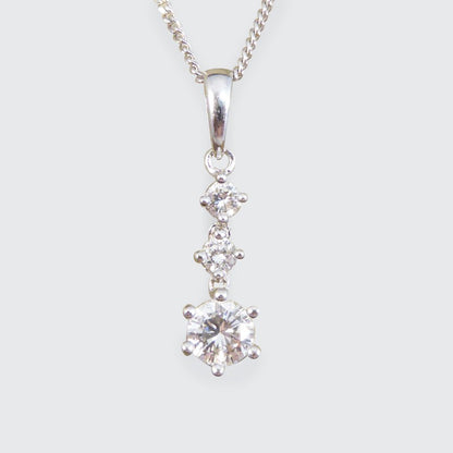 Contemporary 0.68ct Diamond Triple Drop Pendant Necklace