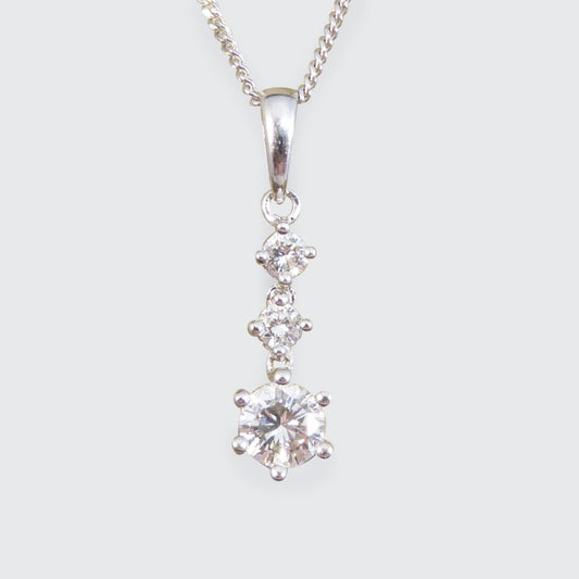 Contemporary 0.68ct Diamond Triple Drop Pendant Necklace