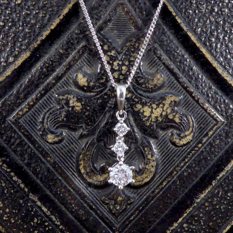 Contemporary 0.68ct Diamond Triple Drop Pendant Necklace