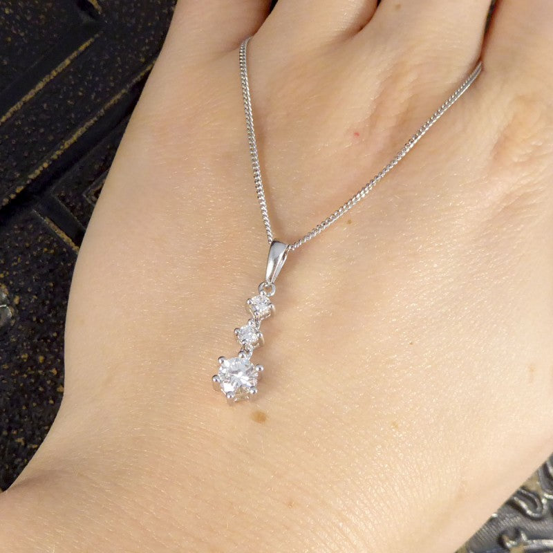 Contemporary 0.68ct Diamond Triple Drop Pendant Necklace