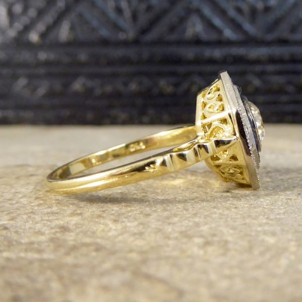 Contemporary 0.70ct Diamond and Sapphire Target Ring