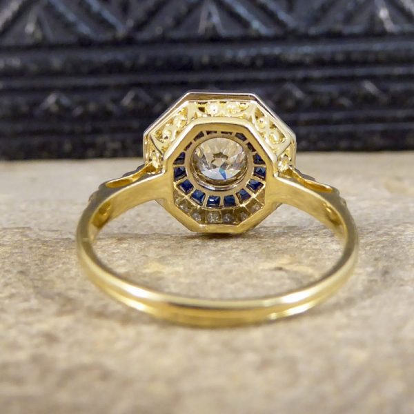 Contemporary 0.70ct Diamond and Sapphire Target Ring
