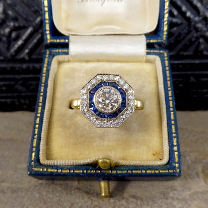 Contemporary 0.70ct Diamond and Sapphire Target Ring