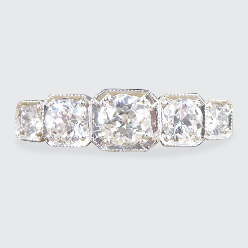 Contemporary 0.90ct Diamond Five Stone Geometric Set Ring