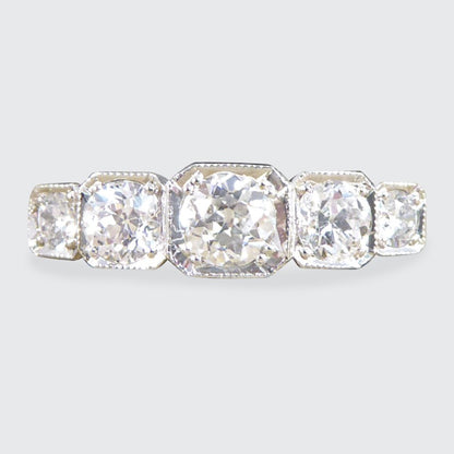 Contemporary 0.90ct Diamond Five Stone Geometric Set Ring