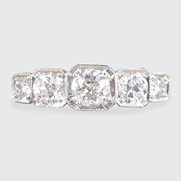Contemporary 0.90ct Diamond Five Stone Geometric Set Ring