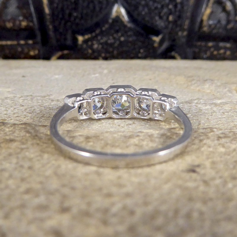 Contemporary 0.90ct Diamond Five Stone Geometric Set Ring