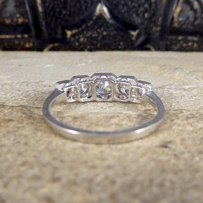 Contemporary 0.90ct Diamond Five Stone Geometric Set Ring