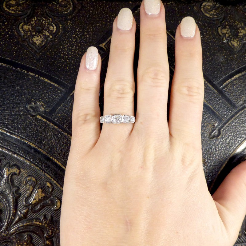 Contemporary 0.90ct Diamond Five Stone Geometric Set Ring