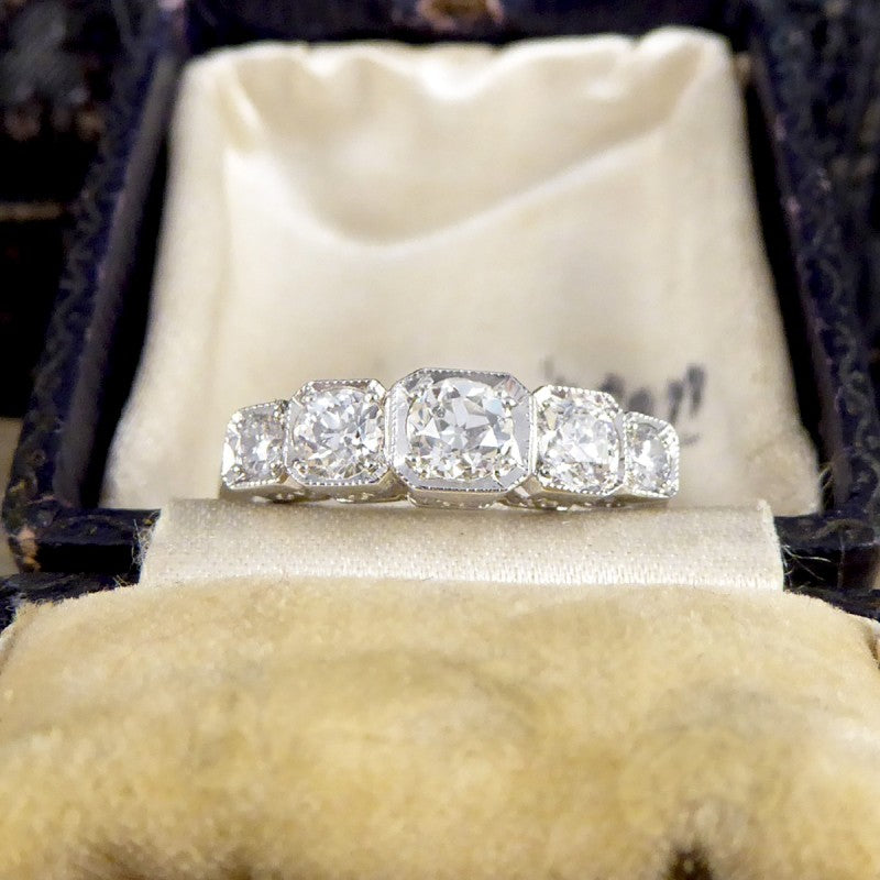 Contemporary 0.90ct Diamond Five Stone Geometric Set Ring