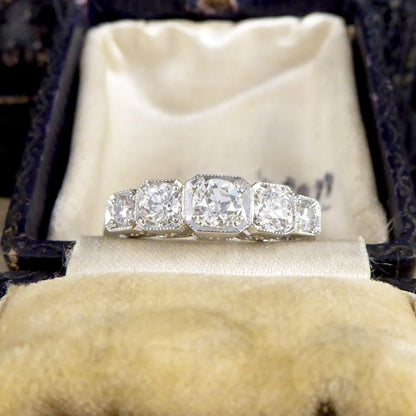 Contemporary 0.90ct Diamond Five Stone Geometric Set Ring