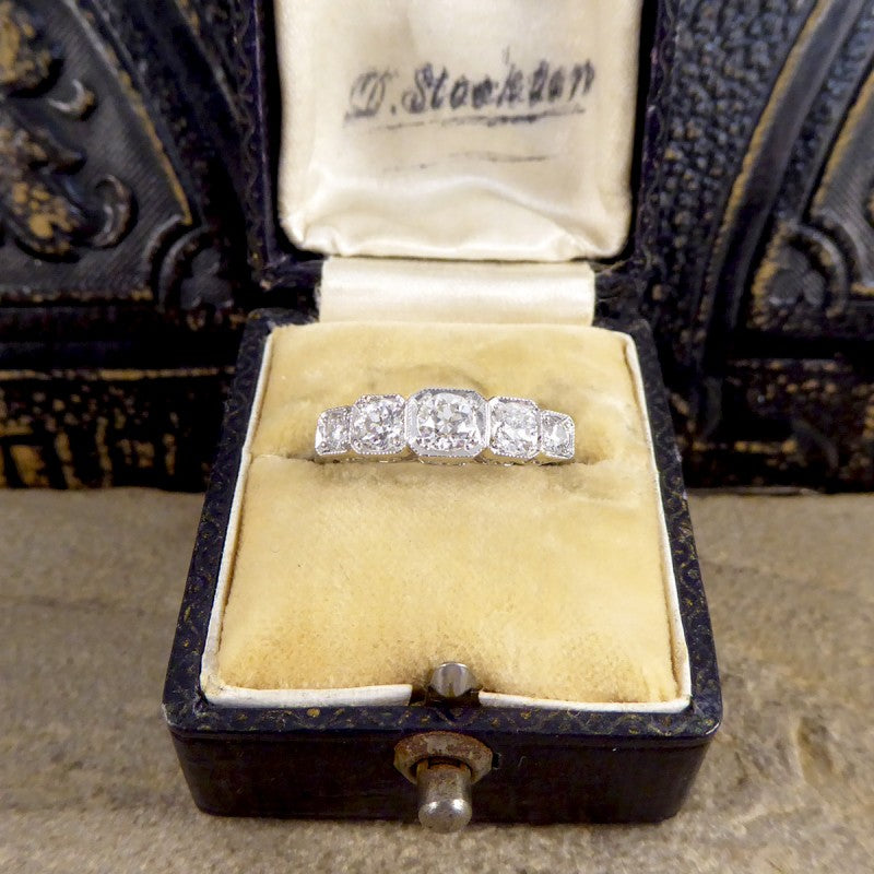 Contemporary 0.90ct Diamond Five Stone Geometric Set Ring