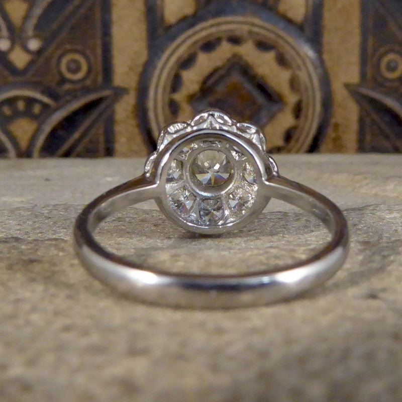 Contemporary 1.10ct Old Cut Diamond set Daisy Cluster Ring 