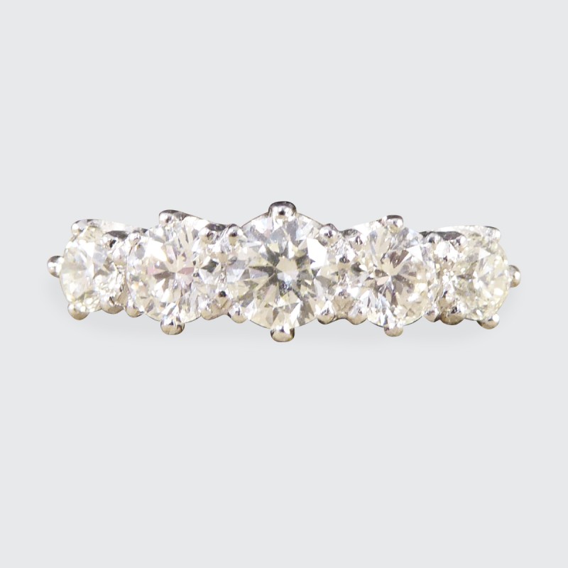 Contemporary 1.20ct Diamond Five Stone Ring with Diamond Shoulders