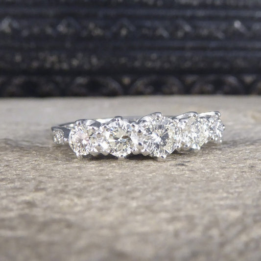 Contemporary 1.20ct Diamond Five Stone Ring with Diamond Shoulders