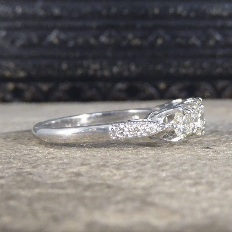 Contemporary 1.20ct Diamond Five Stone Ring with Diamond Shoulders