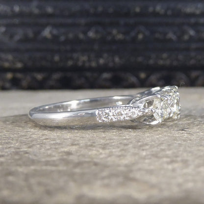 Contemporary 1.20ct Diamond Five Stone Ring with Diamond Shoulders