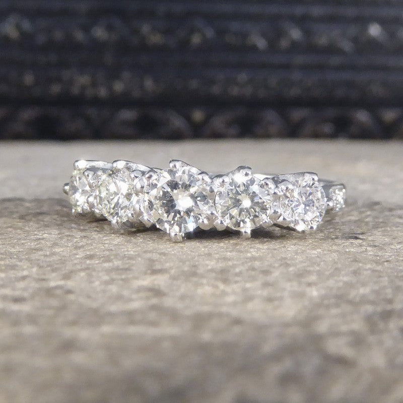 Contemporary 1.20ct Diamond Five Stone Ring with Diamond Shoulders