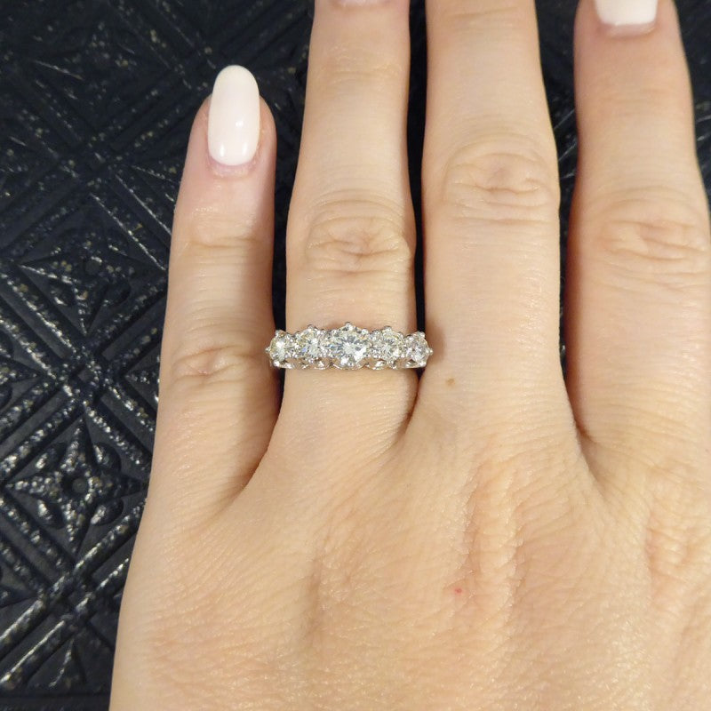 Contemporary 1.20ct Diamond Five Stone Ring with Diamond Shoulders