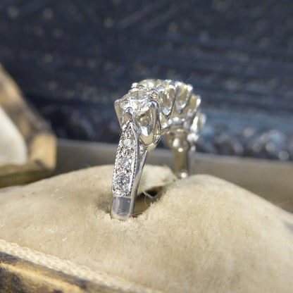 Contemporary 1.20ct Diamond Five Stone Ring with Diamond Shoulders