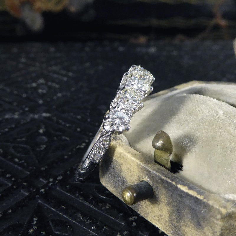 Contemporary 1.20ct Diamond Five Stone Ring with Diamond Shoulders