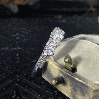 Contemporary 1.20ct Diamond Five Stone Ring with Diamond Shoulders