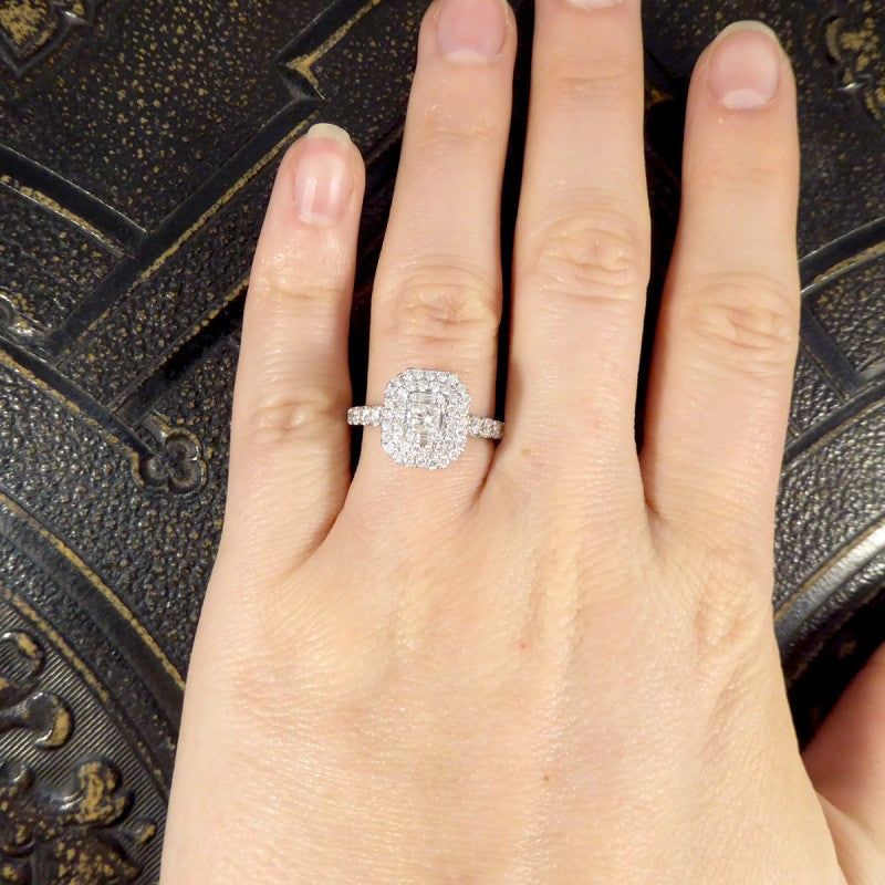 Contemporary 1.25ct Diamond Double Cluster Ring