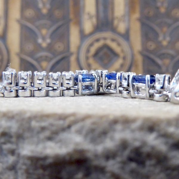 Contemporary 1.25ct Sapphire and Diamond Drop Necklace