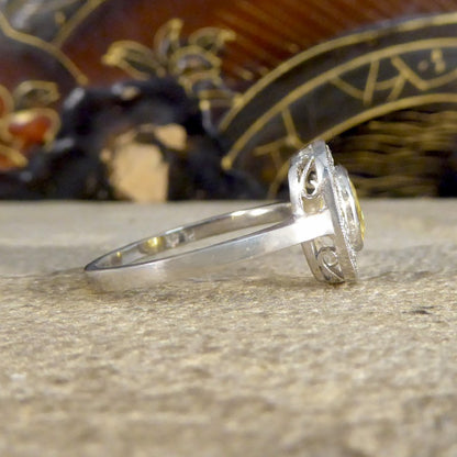 Contemporary 1.50ct Yellow Sapphire and Diamond Cluster Ring