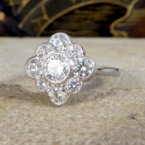Contemporary 1.52ct Diamond Kite Cluster Ring