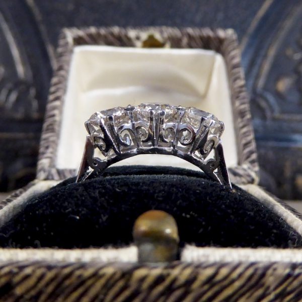 Contemporary 1.62ct Diamond Three Stone Platinum Ring