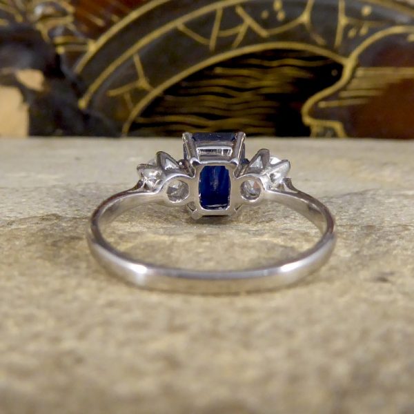 Contemporary 1.75ct Sapphire and Diamond Three Stone Ring