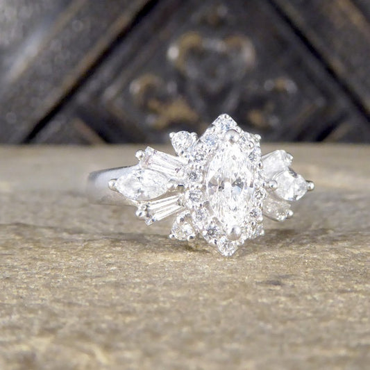 Contemporary 1ct Diamond Marquise Cluster Dress Ring