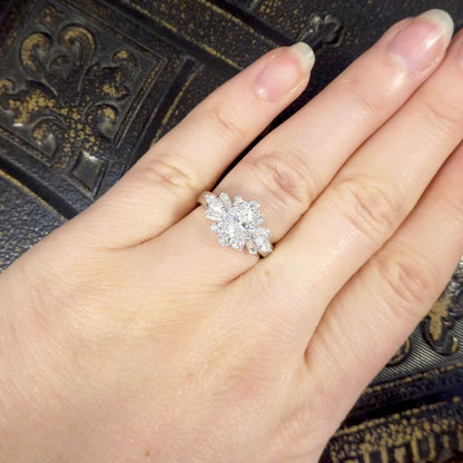 Contemporary 1ct Diamond Marquise Cluster Dress Ring