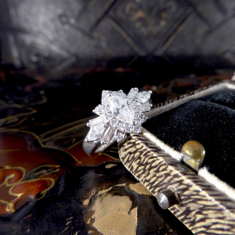 Contemporary 1ct Diamond Marquise Cluster Dress Ring