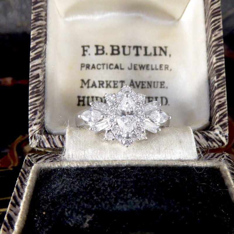 Contemporary 1ct Diamond Marquise Cluster Dress Ring