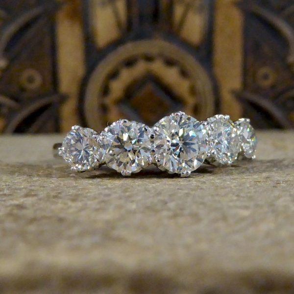 Contemporary 2.26ct Brilliant Cut Diamond Five Stone Ring