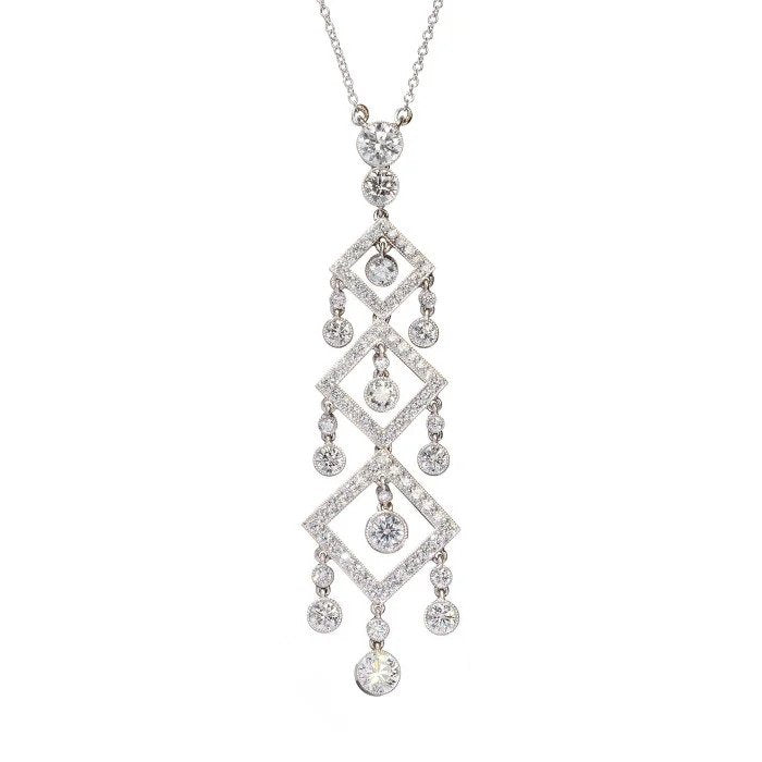 Contemporary 2.73ct Diamond Pendant in Platinum