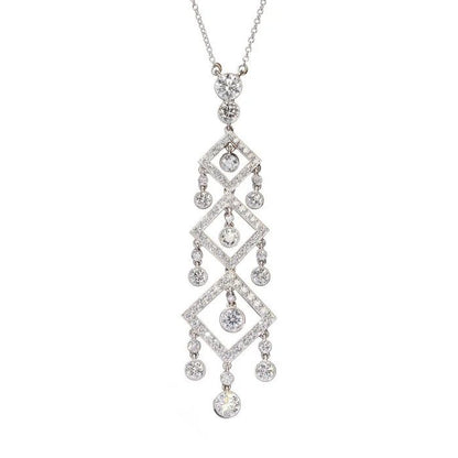 Contemporary 2.73ct Diamond Pendant in Platinum