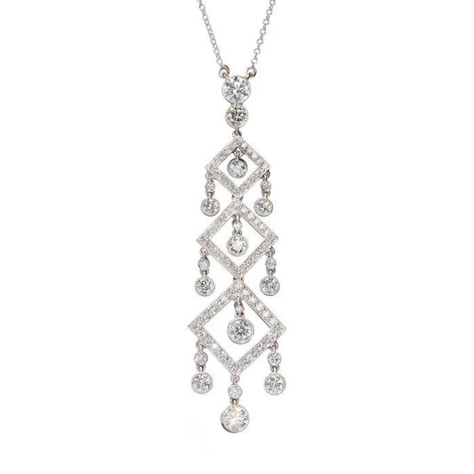 Contemporary 2.73ct Diamond Pendant in Platinum
