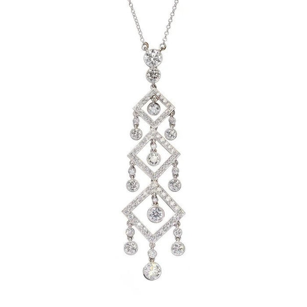 Contemporary 2.73ct Diamond Pendant in Platinum