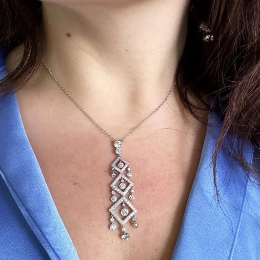 Modern Platinum and Diamond Pendant 2.73 carat total