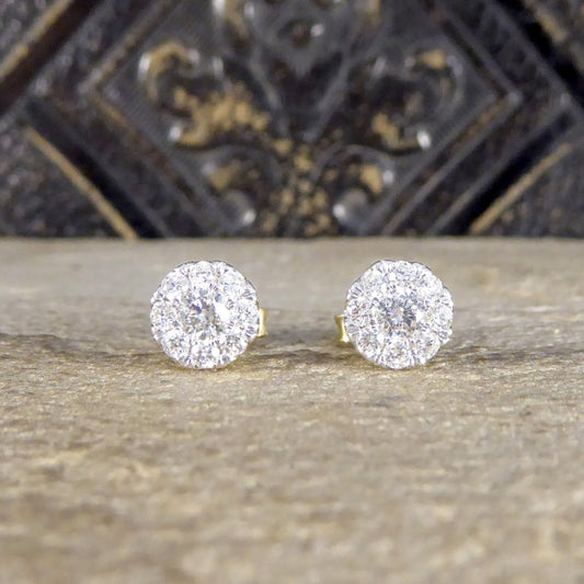 Contemporary Diamond Cluster Earrings